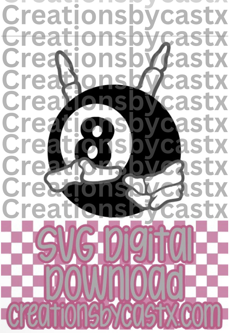 8 Ball Peace Skelly SVG