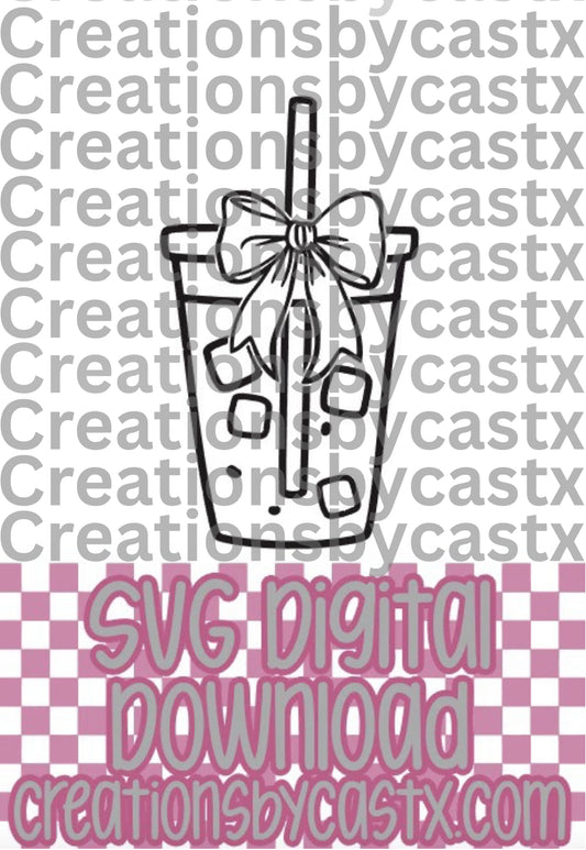 Iced Coffee Cup w Bow SVG