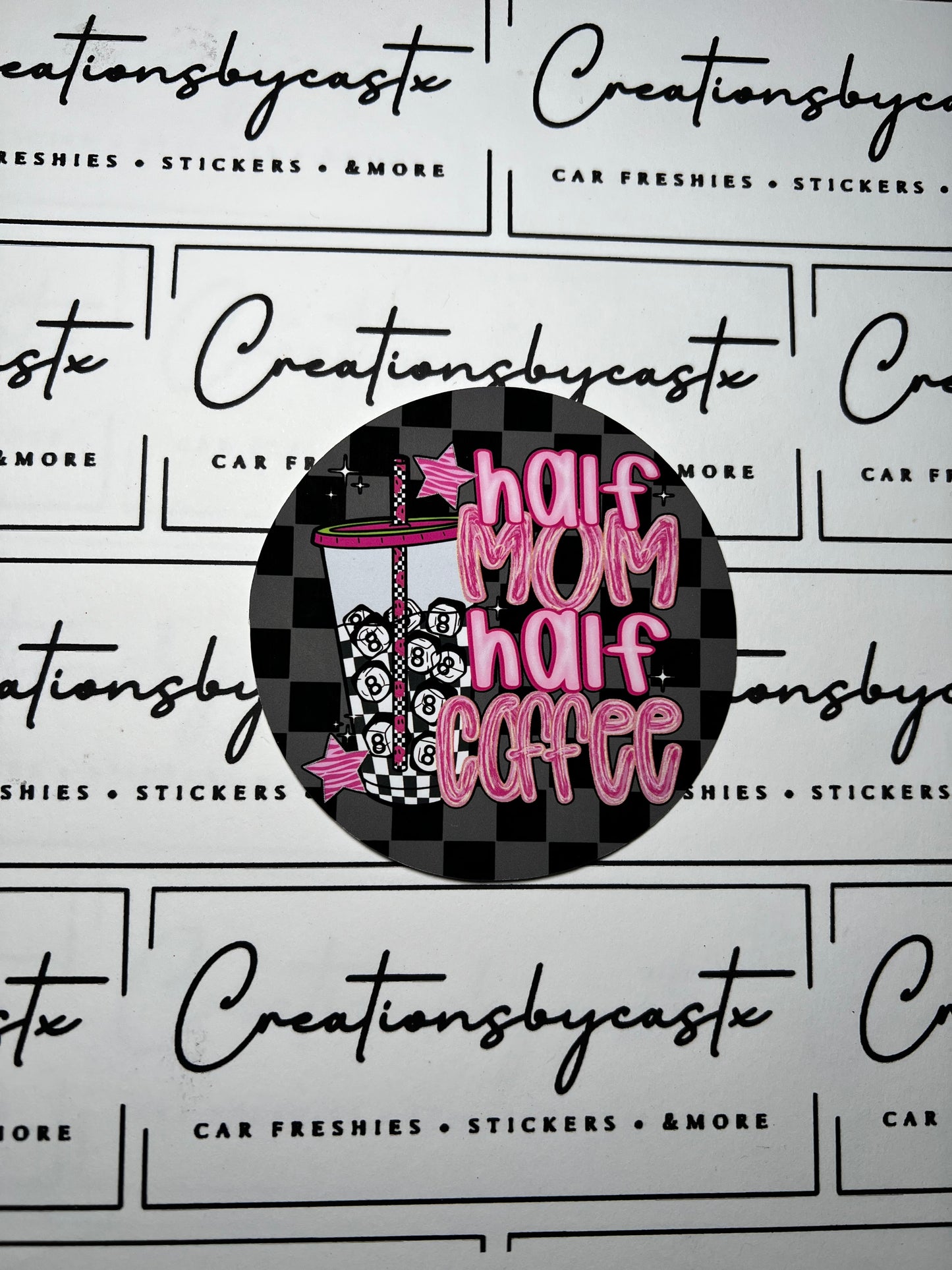 Half Mom Half Coffee Round Cardstock Individual