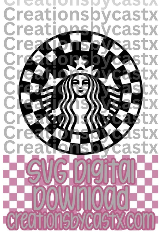 Mermaid Checkered Circle SVG