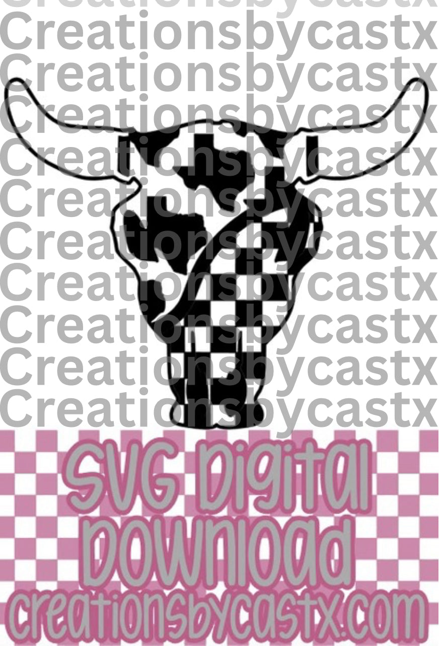 Texas Checkered Bull SVG