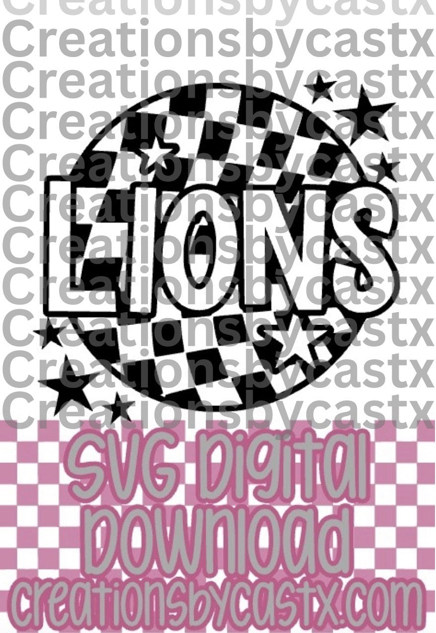 Lions Checkered Round SVG
