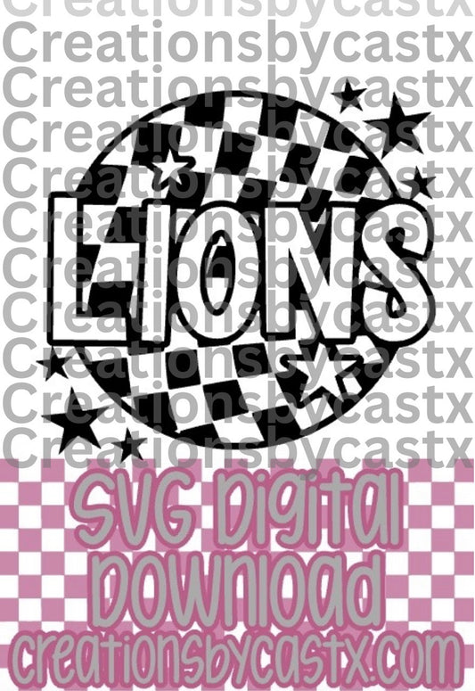 Lions Checkered Round SVG