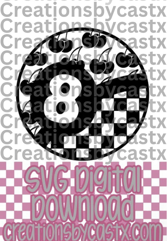 Cherry Checkered 8 Ball SVG