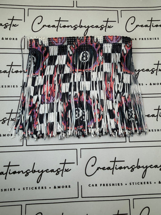 Pink Flames 8 Ball Printed Fringe