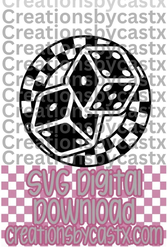 Dice Checkered Circle SVG
