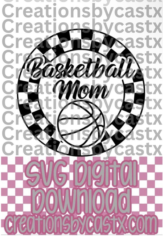 Basketball Mom Checkered Circle SVG