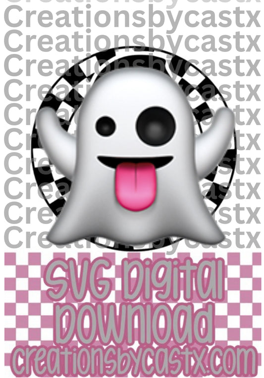 Ghost Checkered Circle SVG