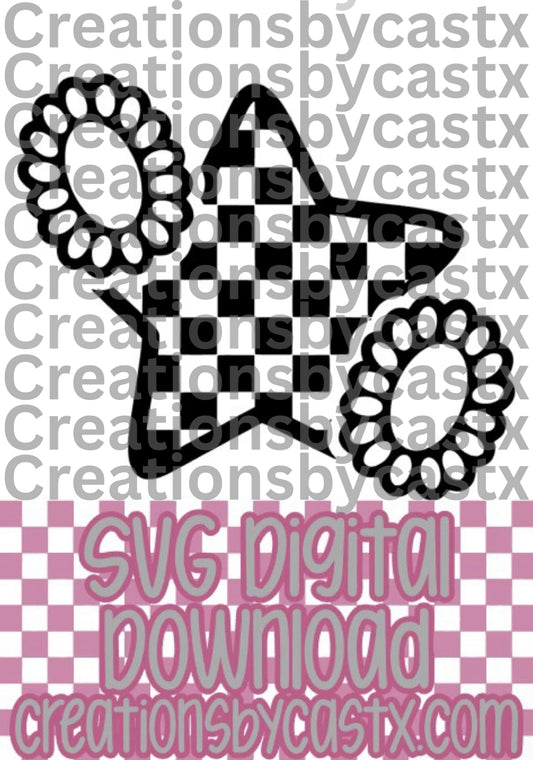 Checkered Star with Conchos SVG