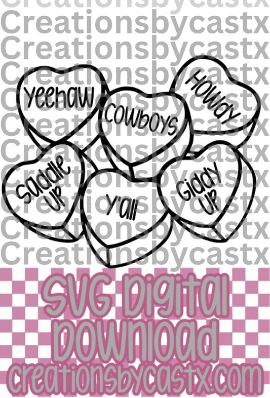 Western Conversation Hearts SVG