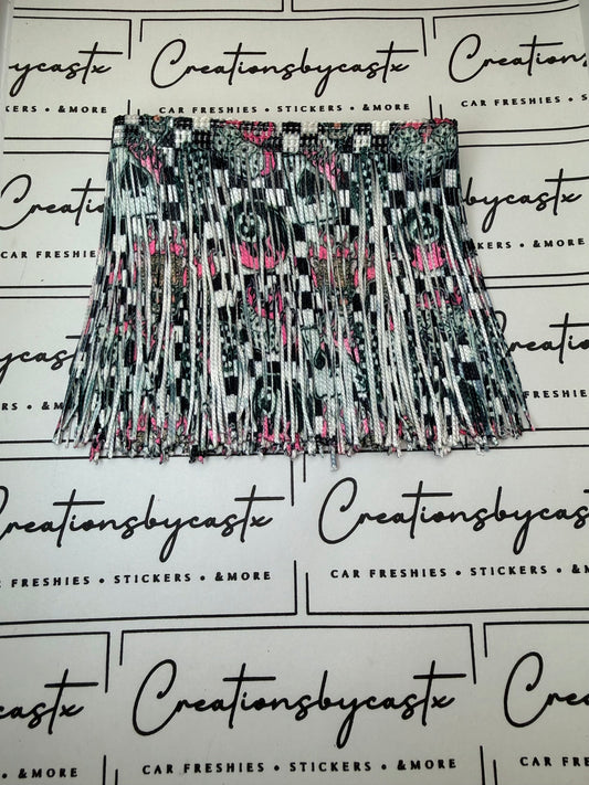 Pink Flames Leopard Printed Fringe