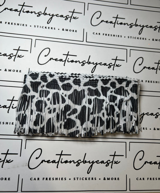 White & Black Cow Print 2in Fringe - RTS