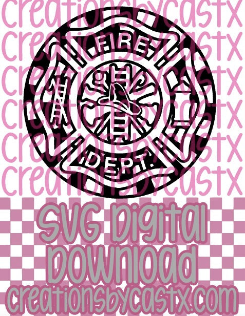 Fire Dpt Checkered Circle SVG