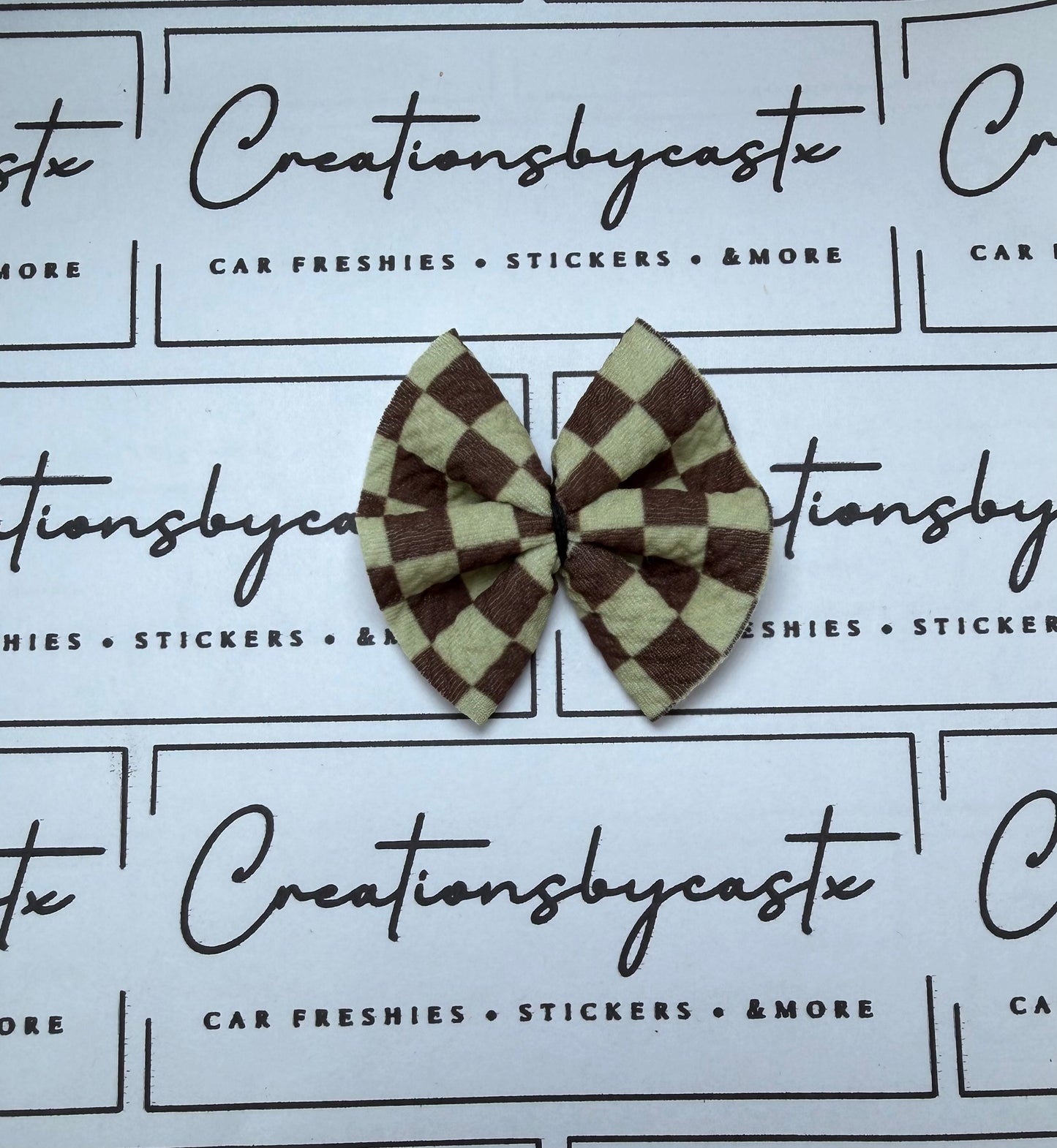 Brown & Tan Checker Freshie Bow