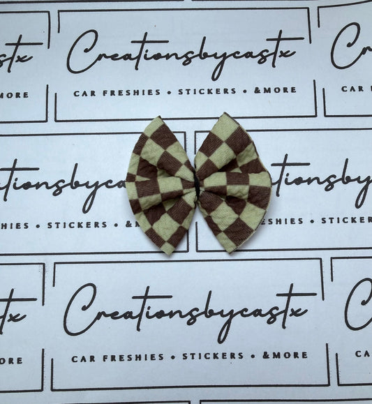 Brown & Tan Checker Freshie Bow