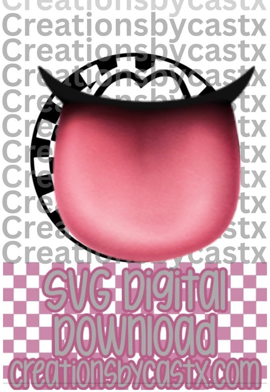 Mouth Checkered Circle SVG