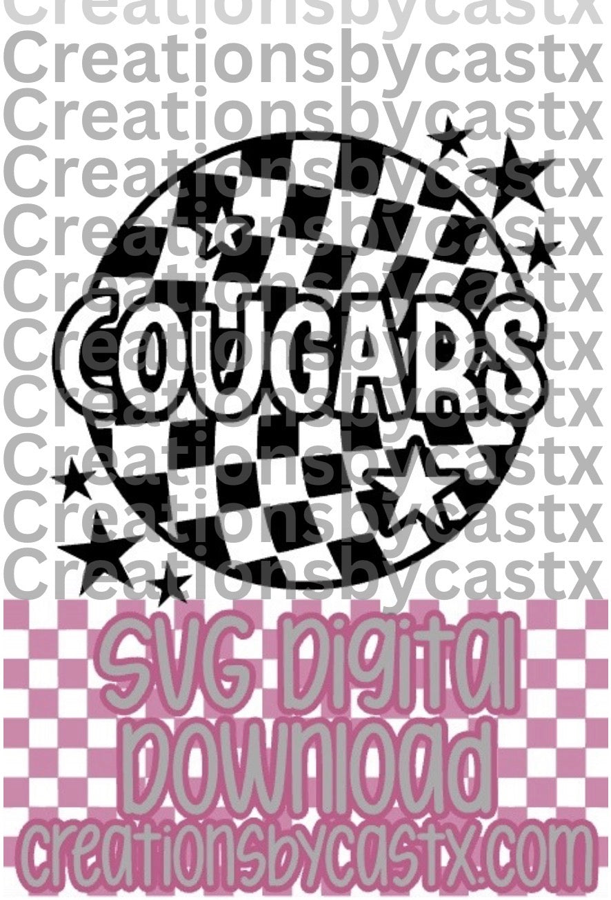 Cougars Checkered Round SVG