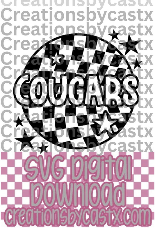 Cougars Checkered Round SVG