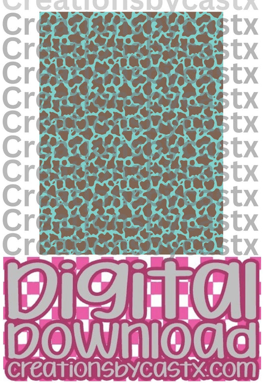 Teal & Brown Cow Print Digital Download