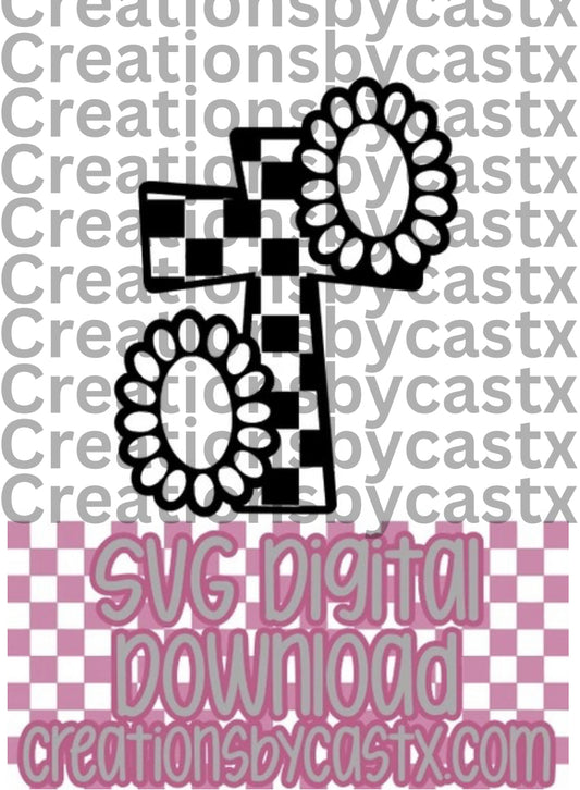Checkered Cross Concho SVG