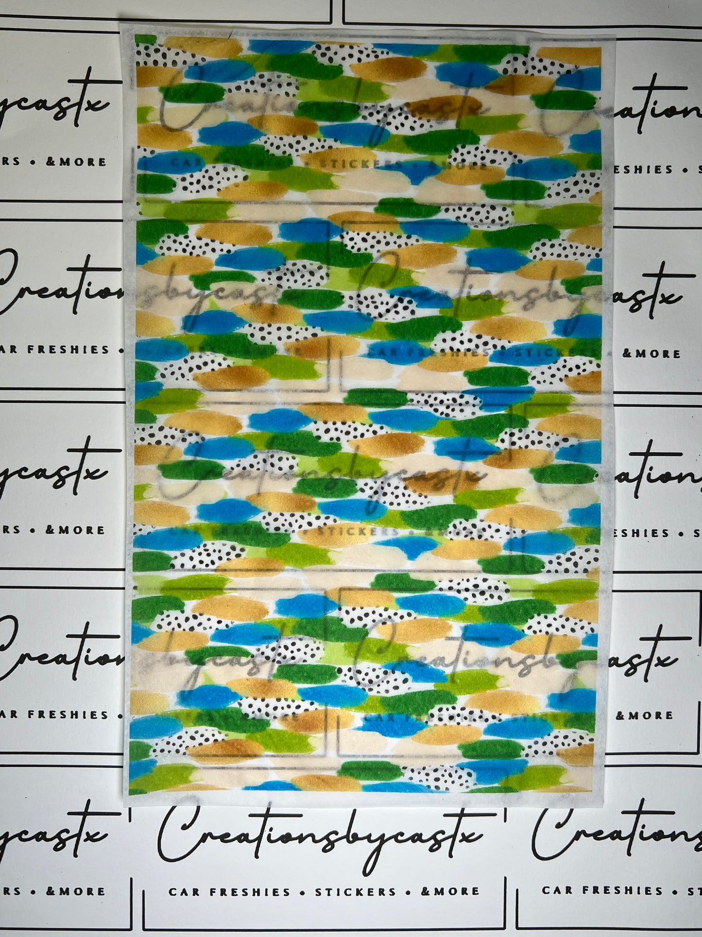Blue Green & Tan Brushstroke Tissue Paper