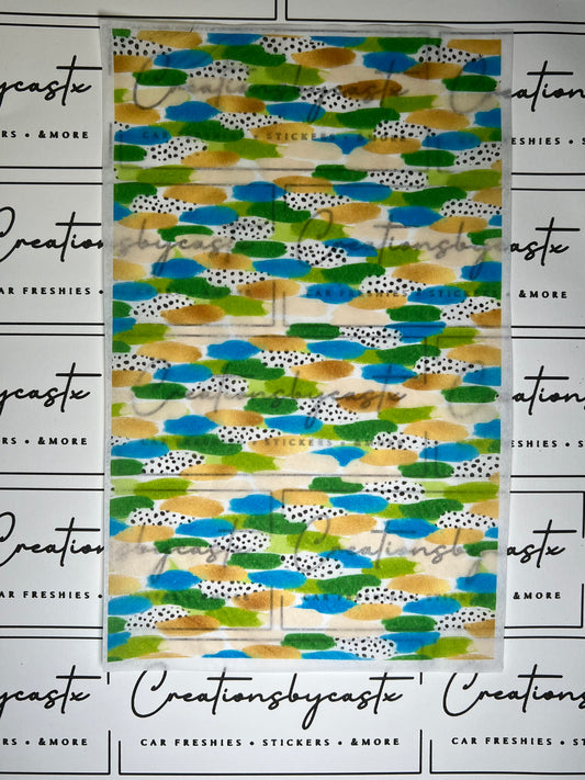 Blue Green & Tan Brushstroke Tissue Paper