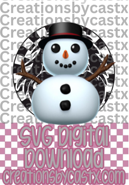 A Snowman Checkered Circle