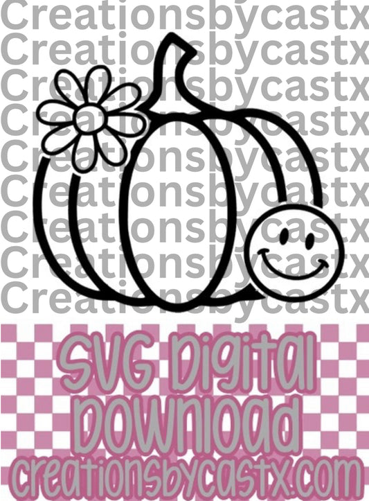 Flower Smiley Pumpkin SVG