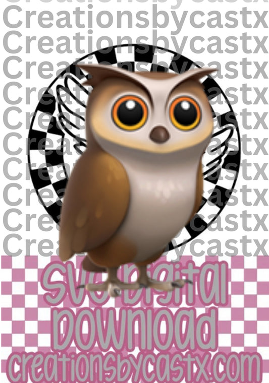 Owl Checkered Circle SVG