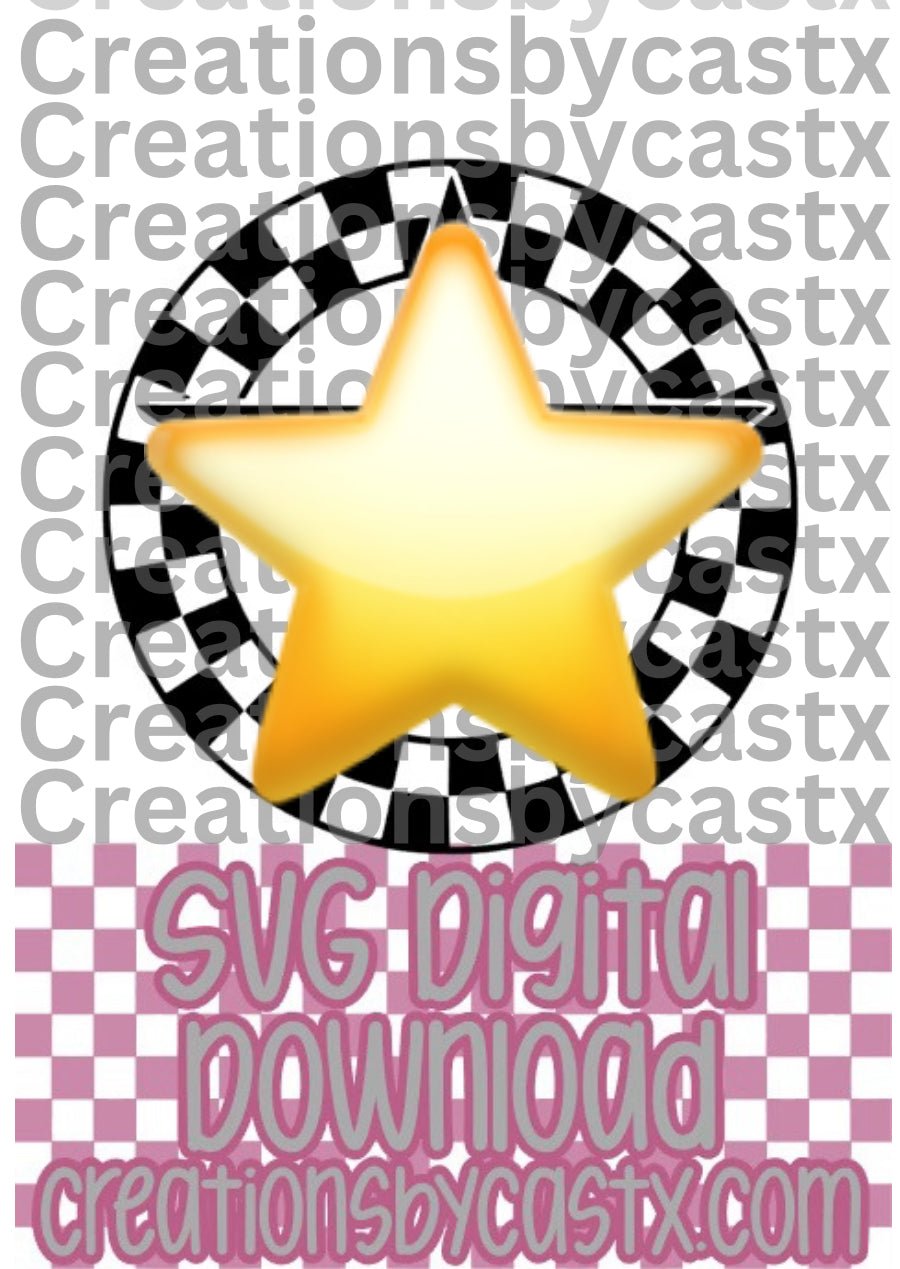 Star Checkered Circle SVG