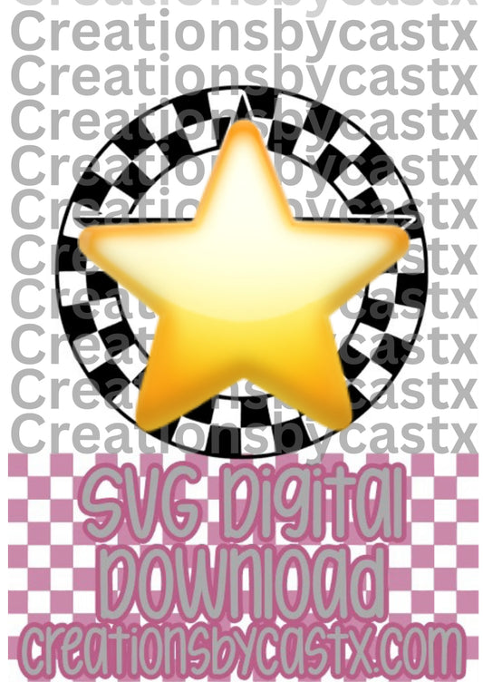 Star Checkered Circle SVG