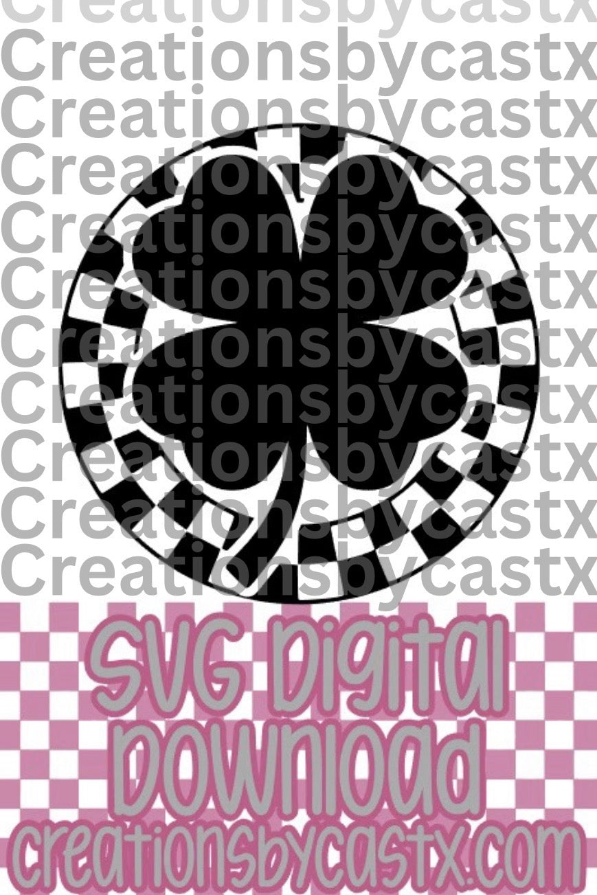 Clover Checkered Circle SVG