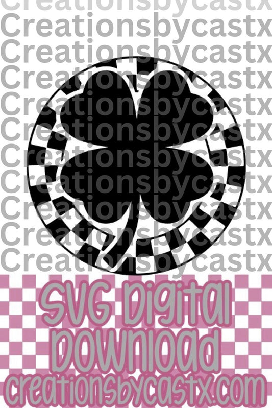 Clover Checkered Circle SVG