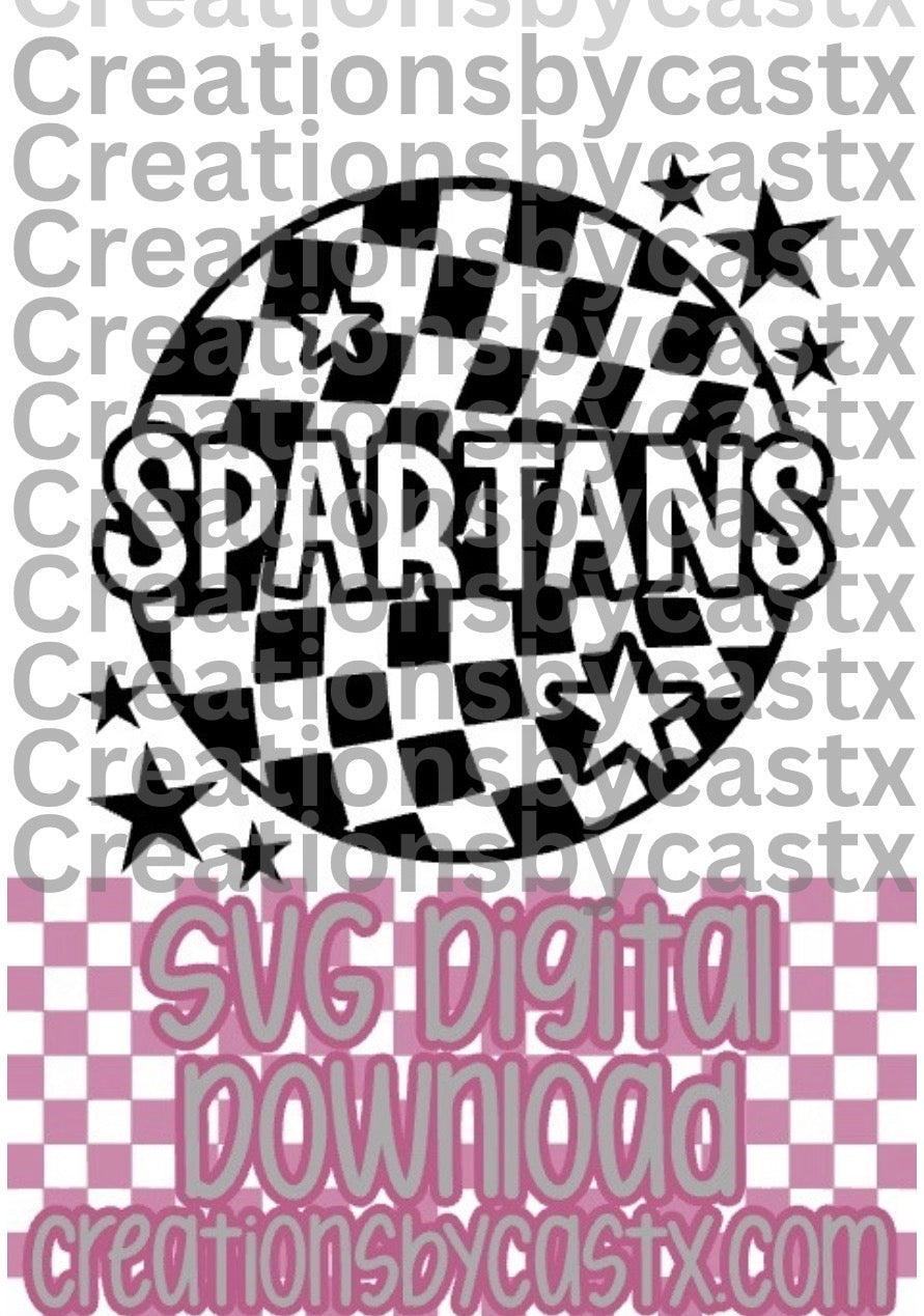 Spartans Checkered Round SVG