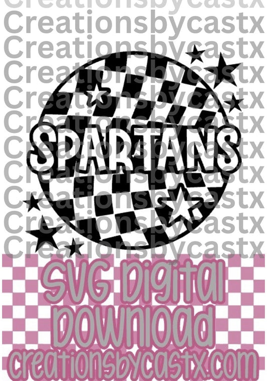 Spartans Checkered Round SVG