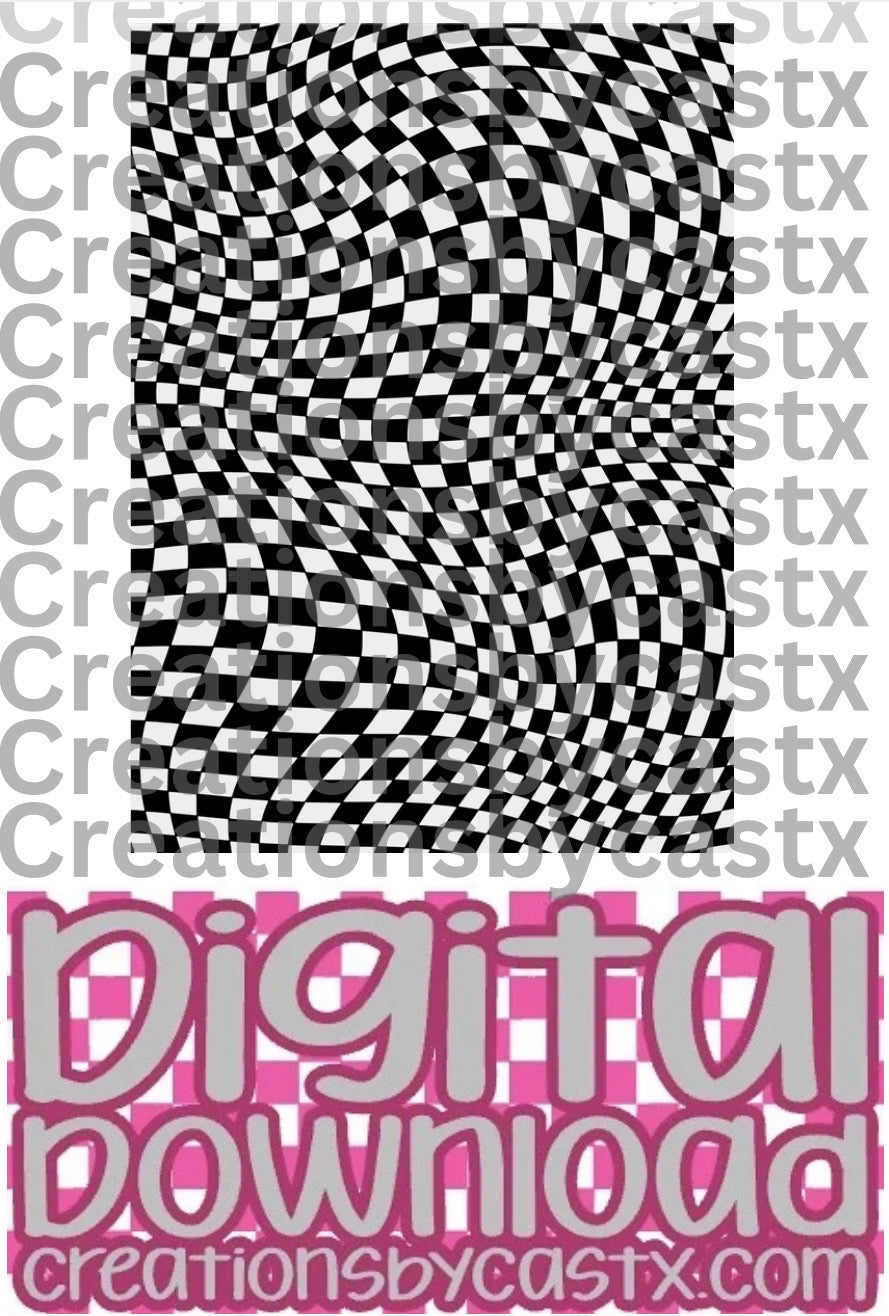 Black White Wavy Checkered Digital Download