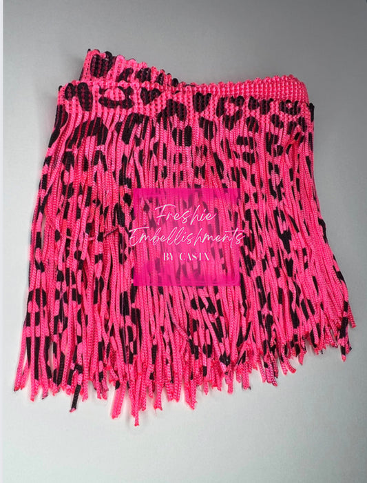 Neon Pink Leopard Fringe