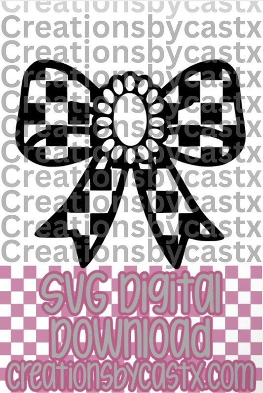Checkered Bow w/Concho SVG