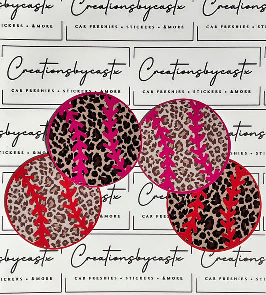Softball/Baseball Leopard Round Cardstock