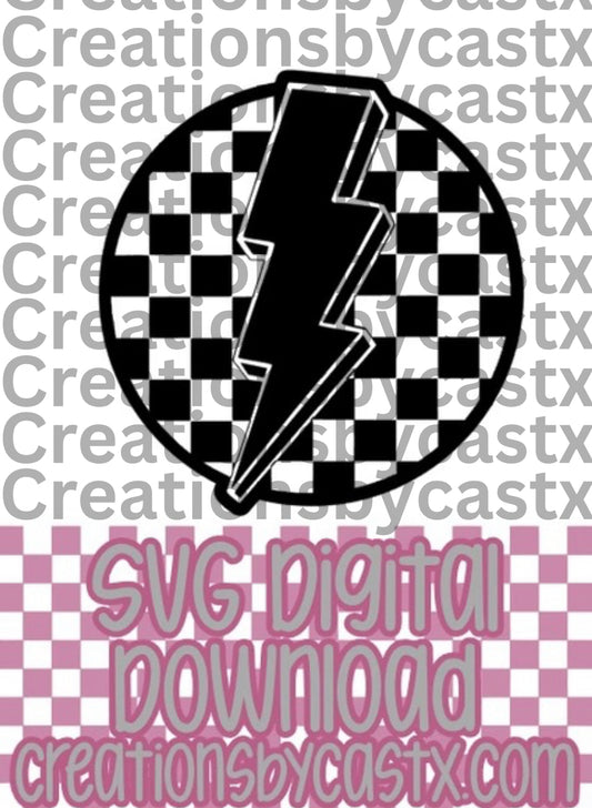 Checkered Circle Bolt SVG