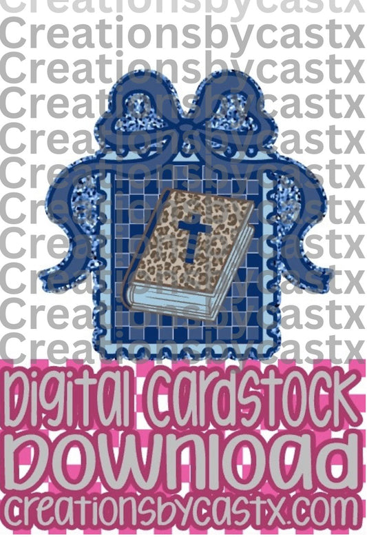 Blue Checkered Bible Stamp Digital Cardstock