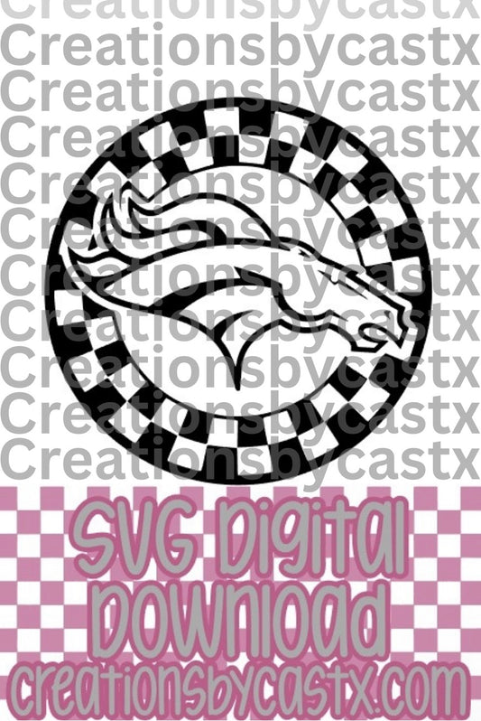 Bronco Checkered Circle SVG