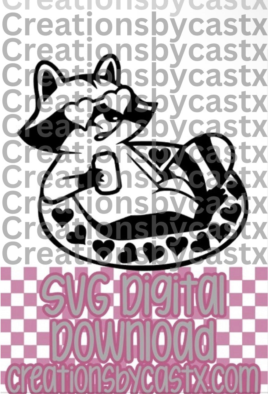 Raccoon on Heart Float SVG