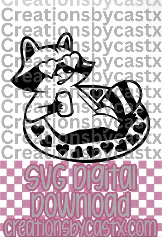 Raccoon on Heart Float SVG