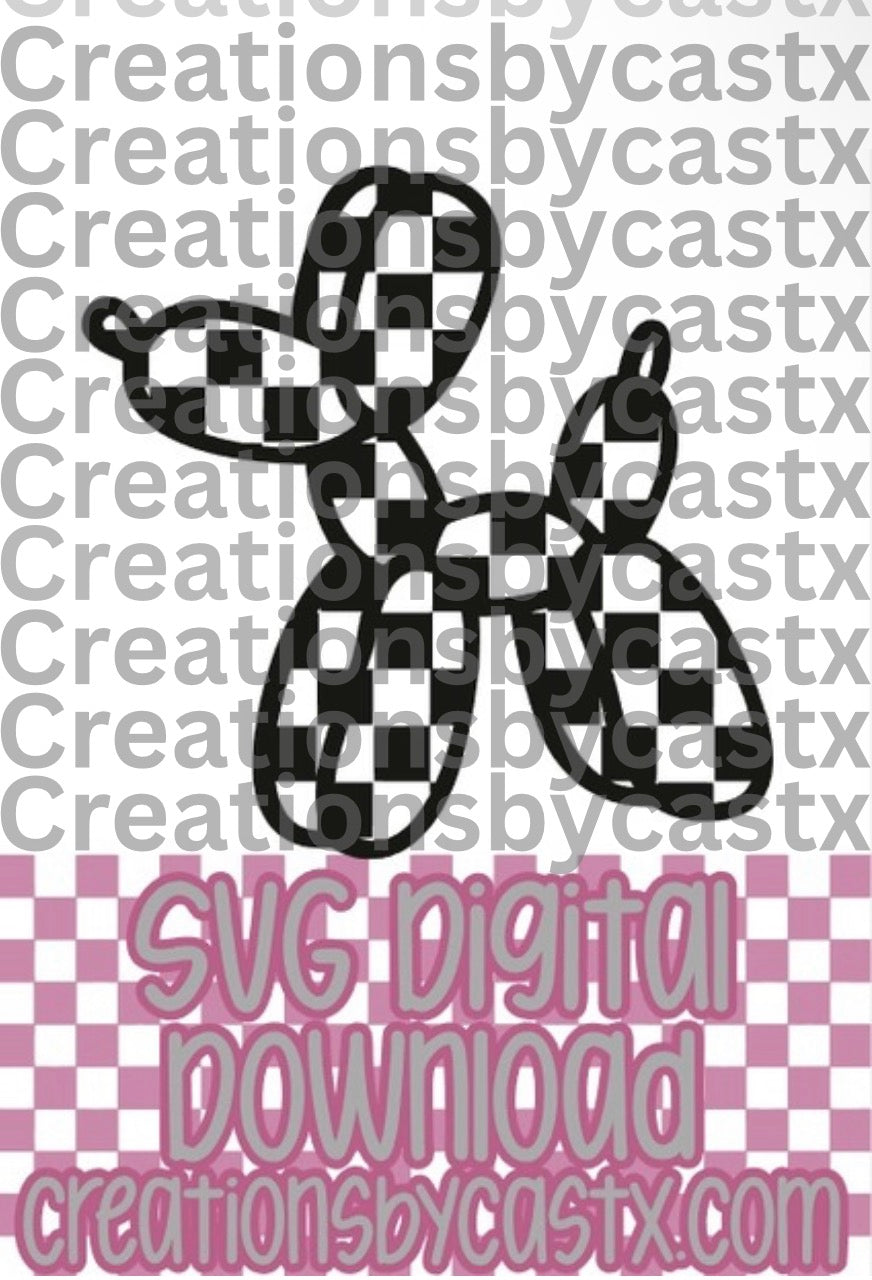Checkered Balloon Dog SVG