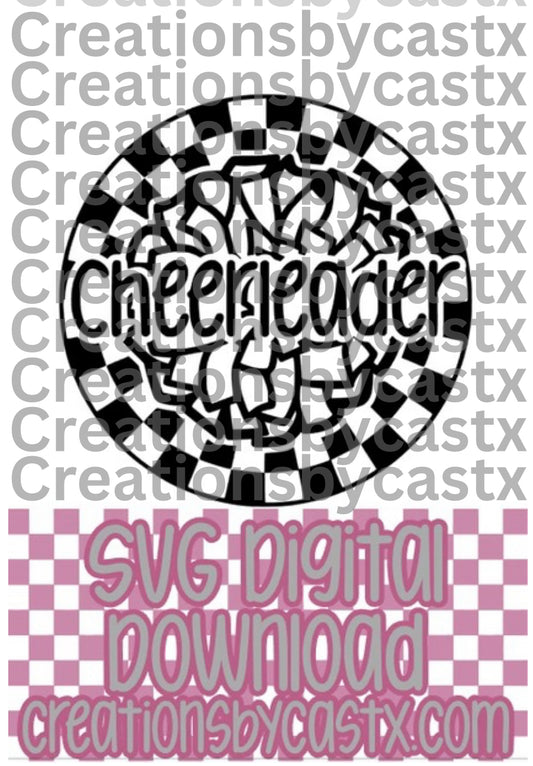 Cheerleader Pom Pom Checkered Circle SVG