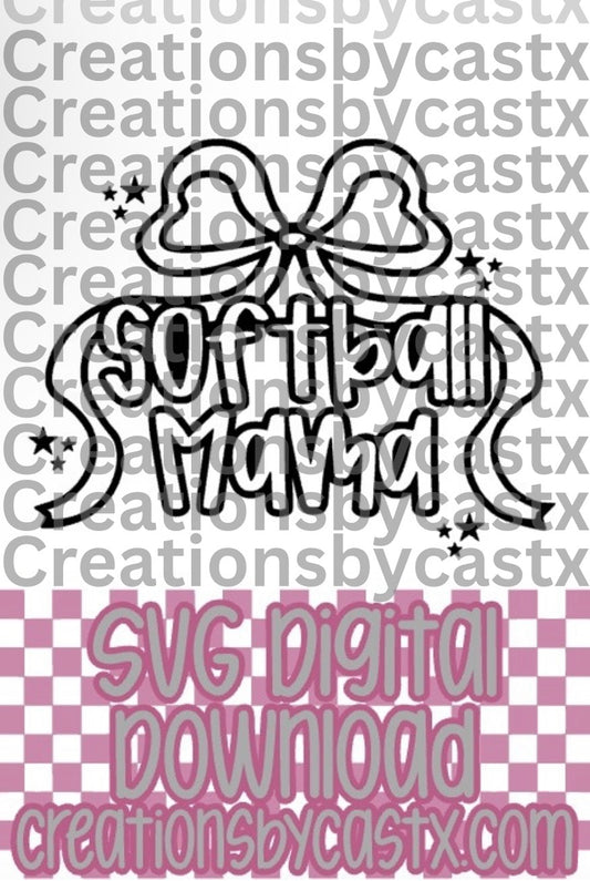 Softball Mama Bow SVG