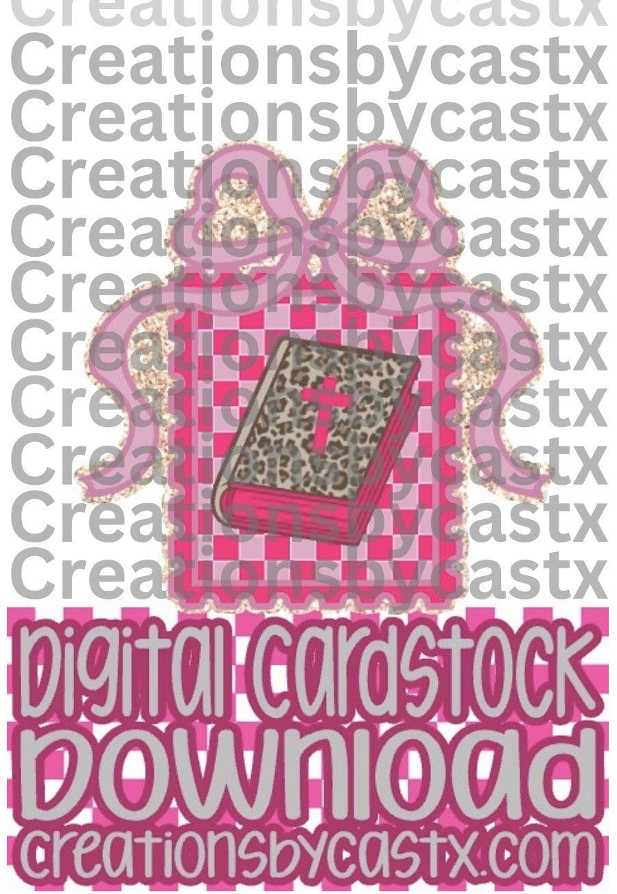 Pink Checkered Bible Stamp Digital Cardstock