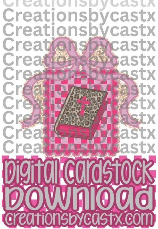 Pink Checkered Bible Stamp Digital Cardstock