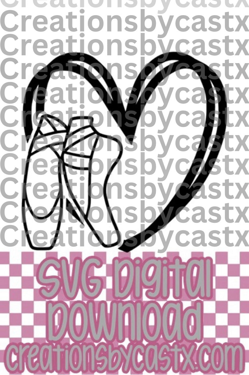 Ballet Slippers w/Heart SVG